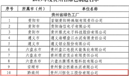 川恒股份進(jìn)入2019年度貴州省綠色制造名單